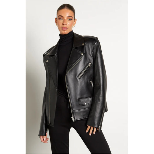 Women's Oversized Real Lambskin Leather Jacket High Quality Jacket