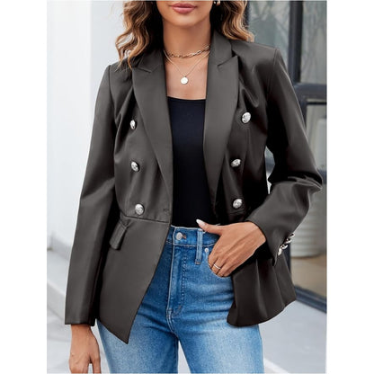 Women's New Stylish 3 Button Genuine Lambskin Leather Blazer.