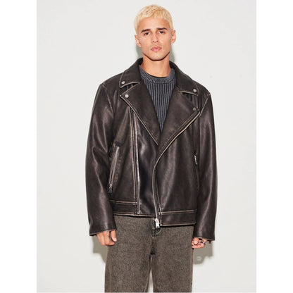 Men's Over Size Black Genuine Lambskin Leather Jacket