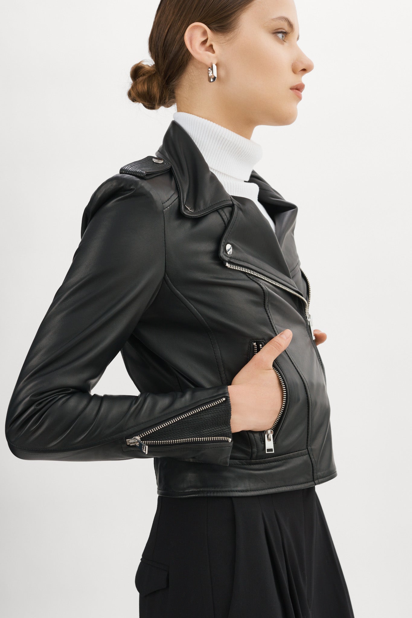 Women's Motorcycle Riding Jacket Made with High Quality Soft Leather