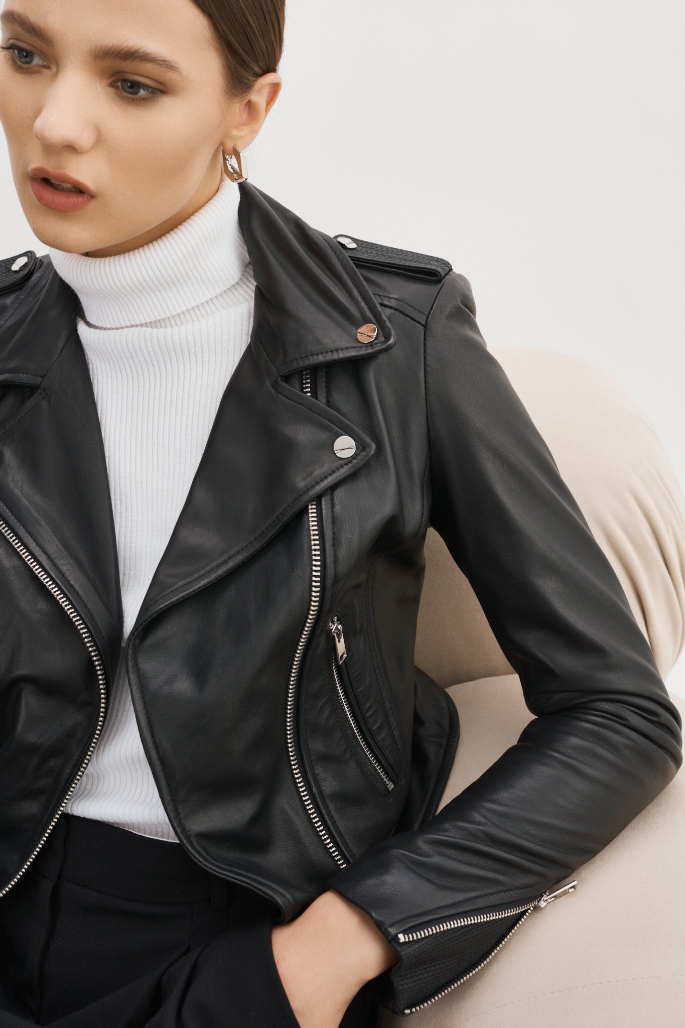 Women's Motorcycle Riding Jacket Made with High Quality Soft Leather