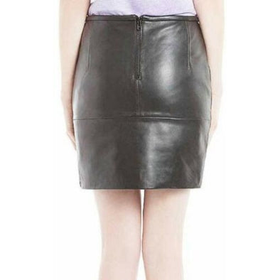 Women's Above Knee Genuine Lambskin Leather Skirt