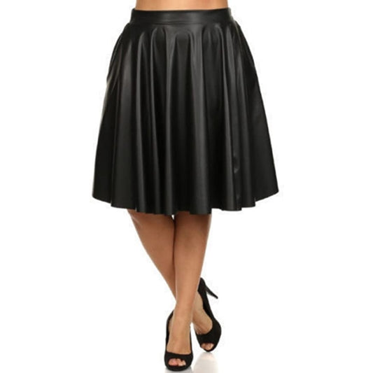 Women Above Knee Short Flared Real Lambskin Leather Skirt