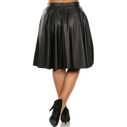 Women Above Knee Short Flared Real Lambskin Leather Skirt