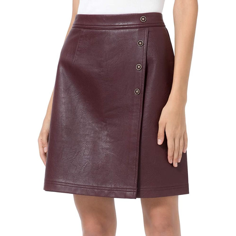 Women's New Four Button Skirt Made with High Quality Lambskin Leather