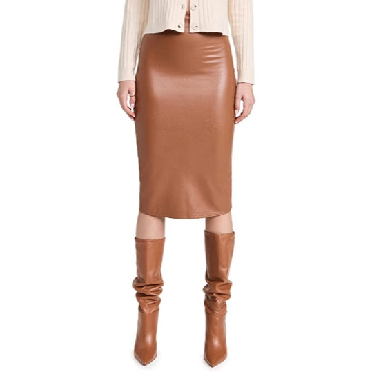 Women's Knee Length Pencil Fit Premium Leather Skirt