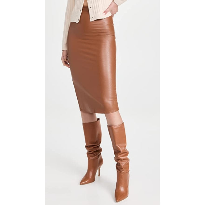 Women's Knee Length Pencil Fit Premium Leather Skirt