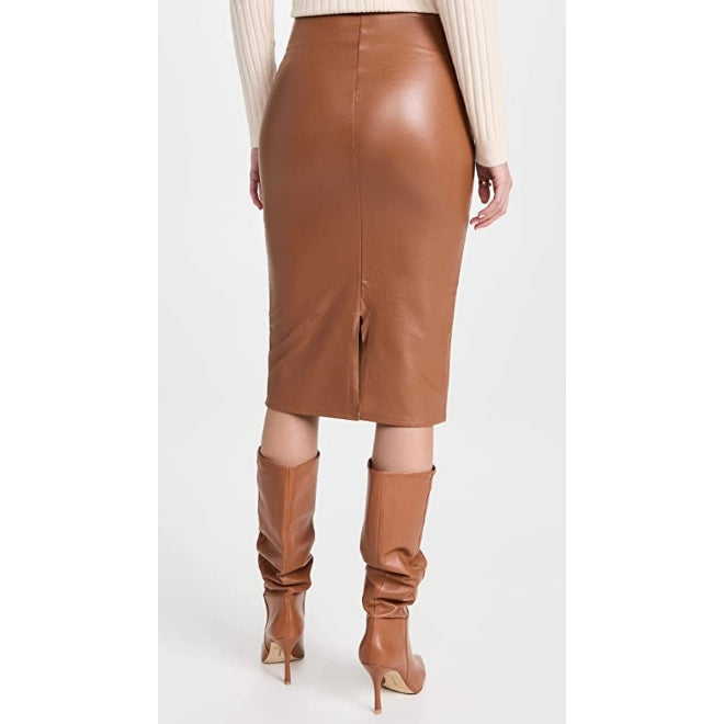 Women's Knee Length Pencil Fit Premium Leather Skirt