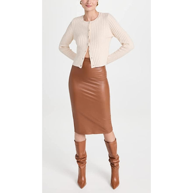 Women's Knee Length Pencil Fit Premium Leather Skirt