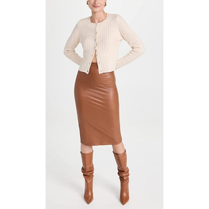 Women's Knee Length Pencil Fit Premium Leather Skirt