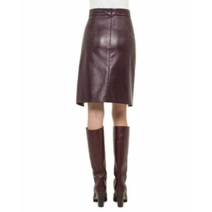 Women's Above the Knee Length Real Lambskin Leather Skirt