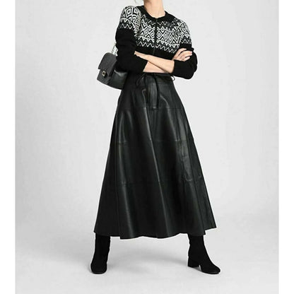 Unisex Premium Quality Skirt Made with Real Lambskin Leather Full Length Skirt