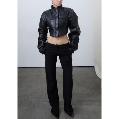 Women's Premium Crop Jacket Made with High Quality Lambskin Leather