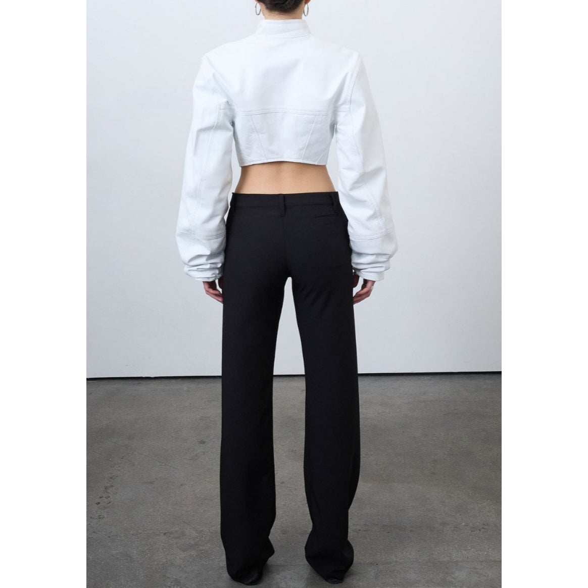 Women's Premium Crop Jacket Made with High Quality Lambskin Leather White