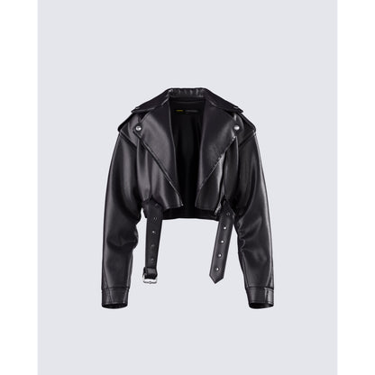 Women's High Quality Crop Bike Riding Jacket Made with Real Lambskin Leather