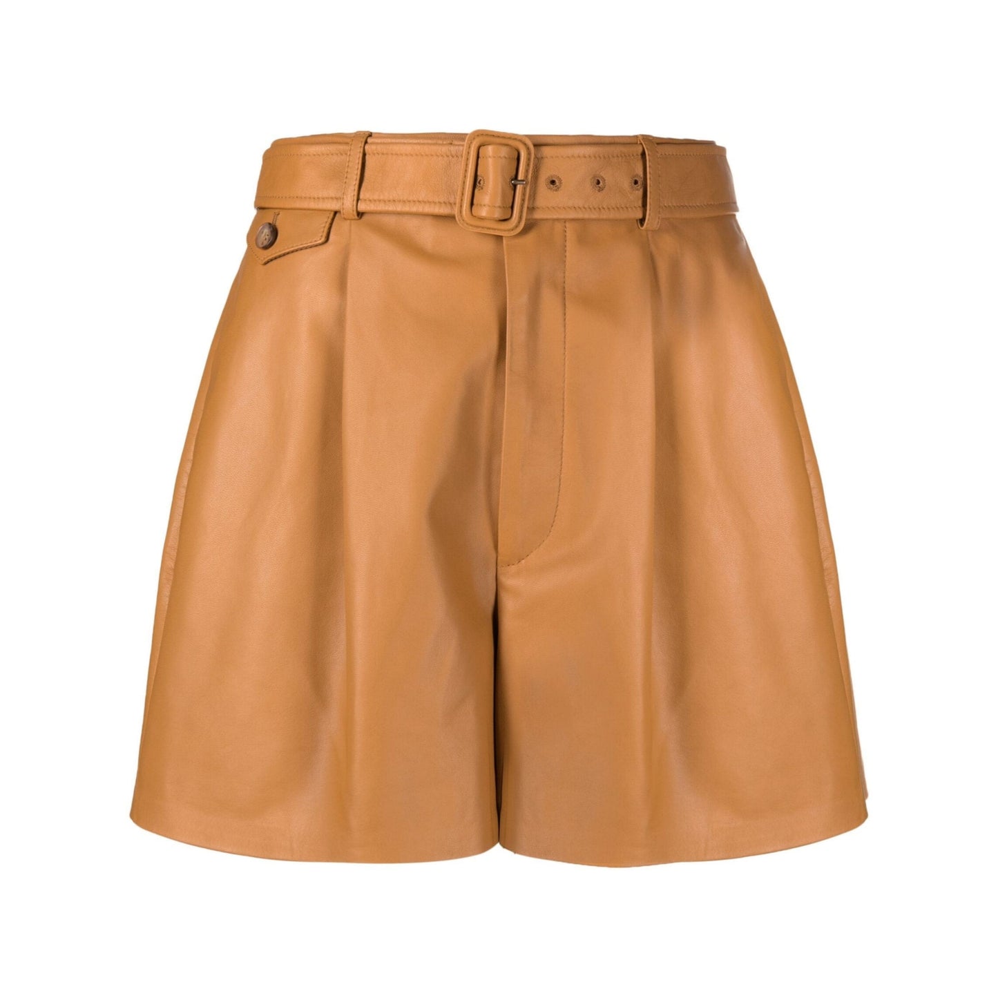 Women's Genuine Lambskin Tan Color Soft leather Shorts