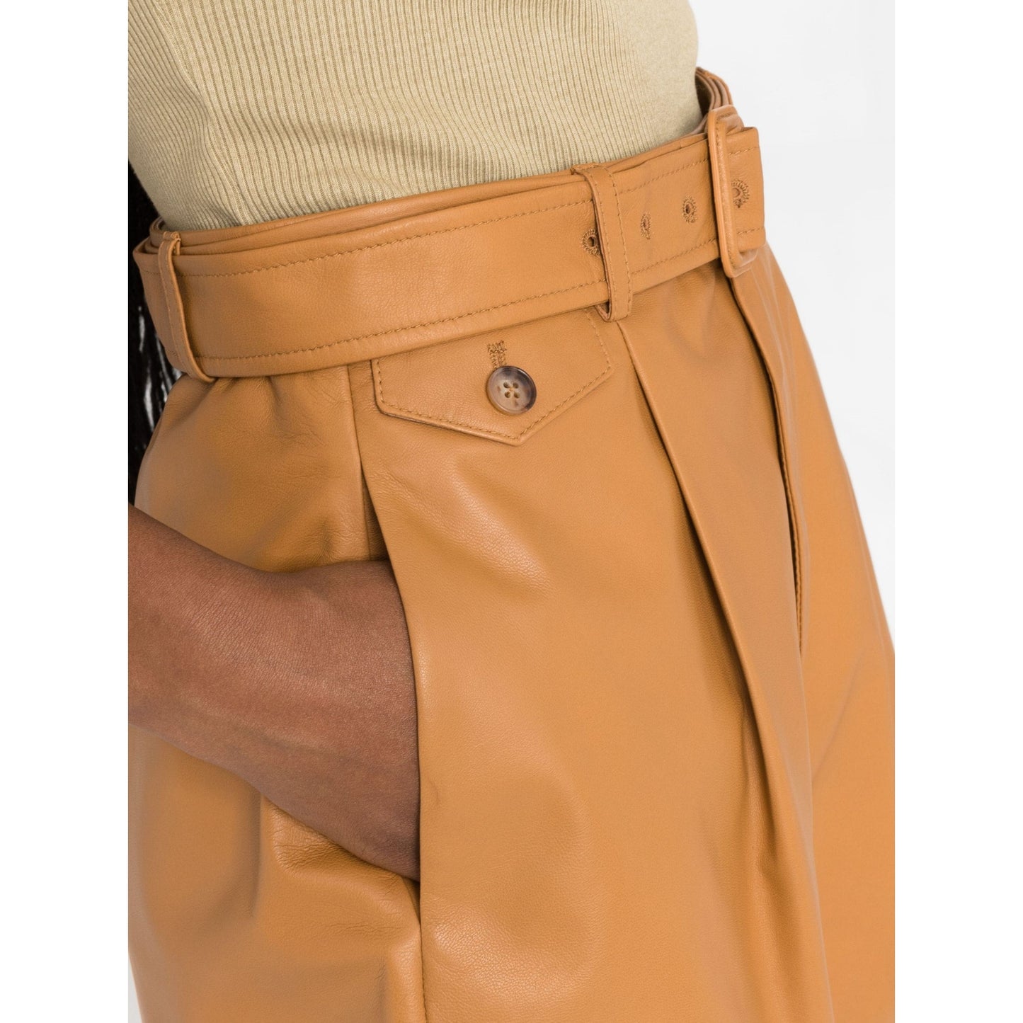 Women's Genuine Lambskin Tan Color Soft leather Shorts