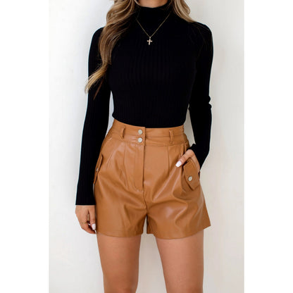 Women High Quality Comfortable Real Leather Shorts