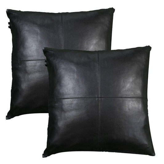 Genuine Lambskin Leather Cushion Pillow Cover Set of Two