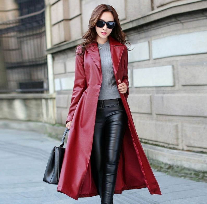 Women's Genuine Lambskin Leather Trench Coat