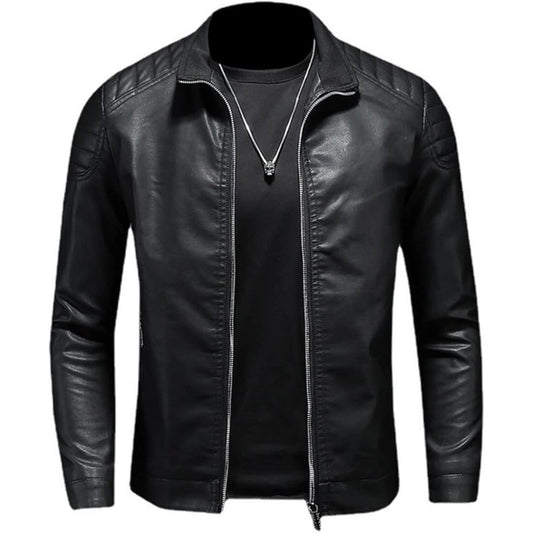 Men's High Quality Basic Genuine Leather Jacket Coat