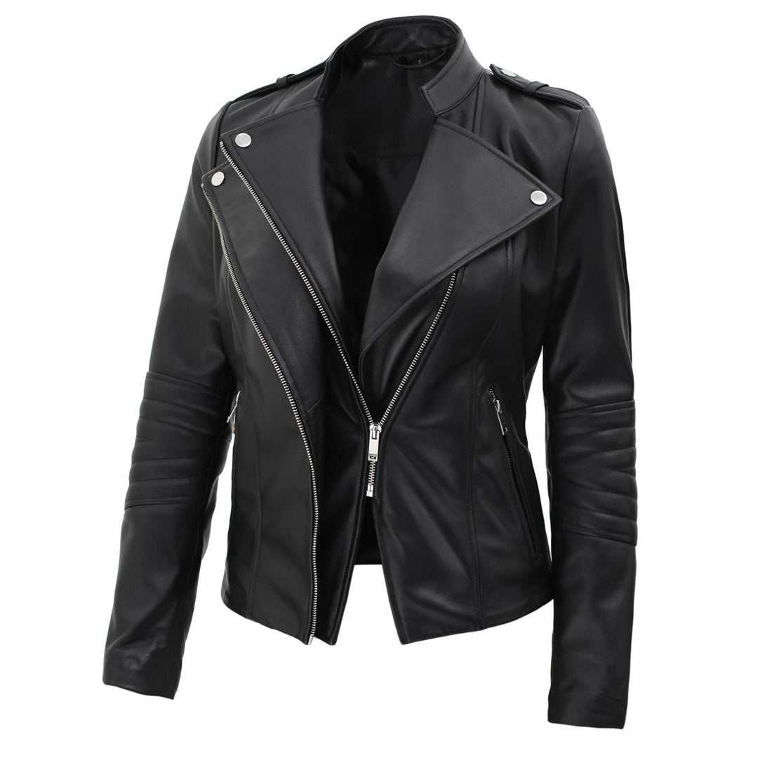 Women's High Quality Leather Jacket Biker Motorcycle Jacket.