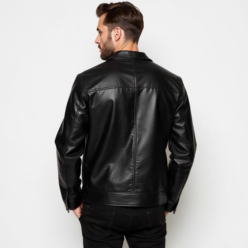 Men's Collar 3 Pocket Genuine Leather Jacket High Quality Jacket