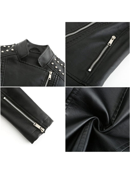 Women's High Quality Designer Genuine Lambskin Leather Motorcycle Biker Jacket