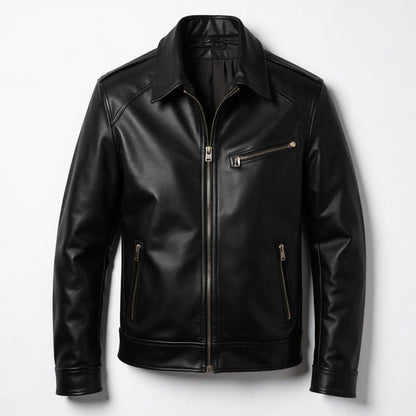 Men's Collar 3 Pocket Genuine Leather Jacket High Quality Jacket