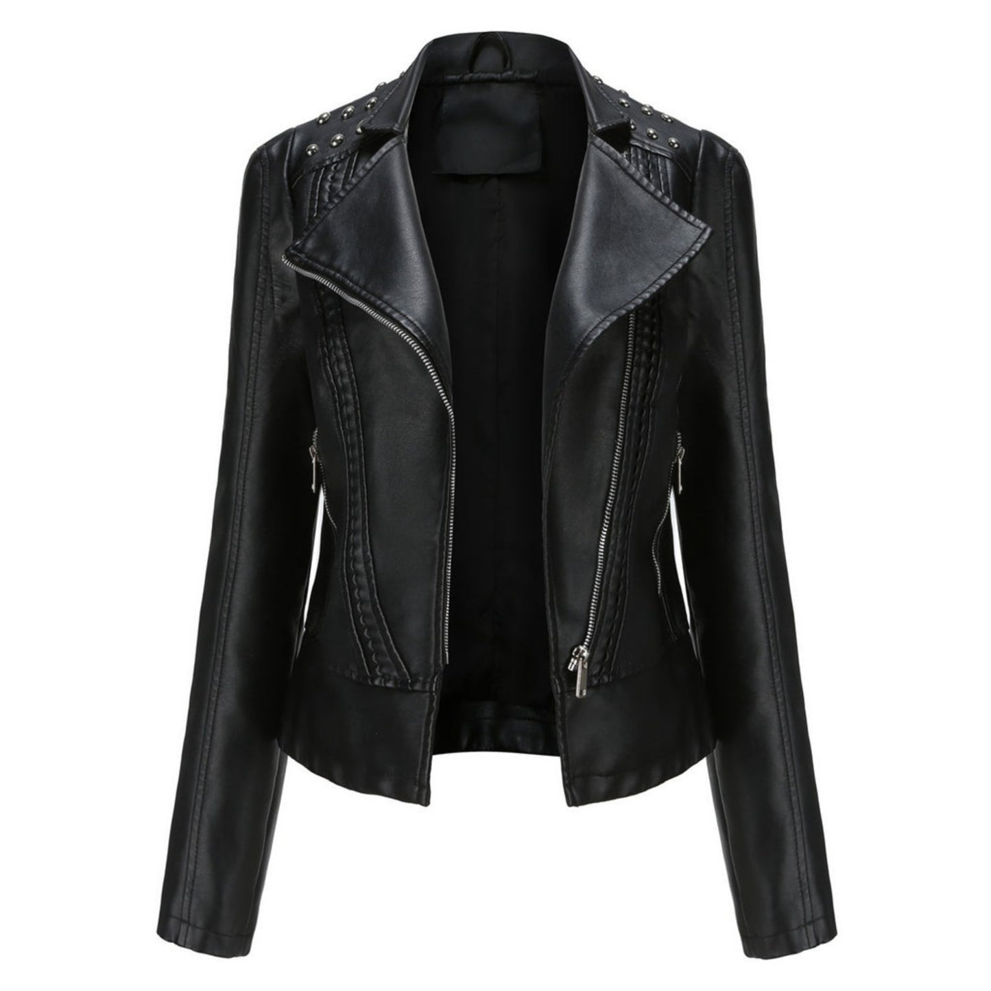 Women's High Quality Designer Genuine Lambskin Leather Motorcycle Biker Jacket
