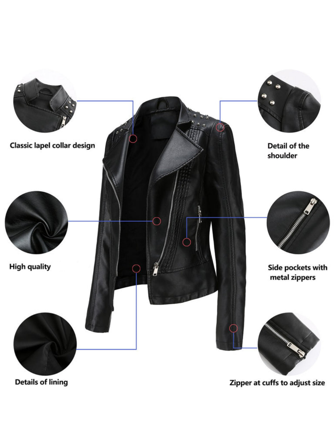 Women's High Quality Designer Genuine Lambskin Leather Motorcycle Biker Jacket