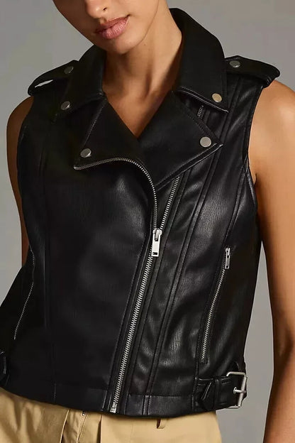 Women's Genuine Lambskin Leather Comfortable Vest Coat