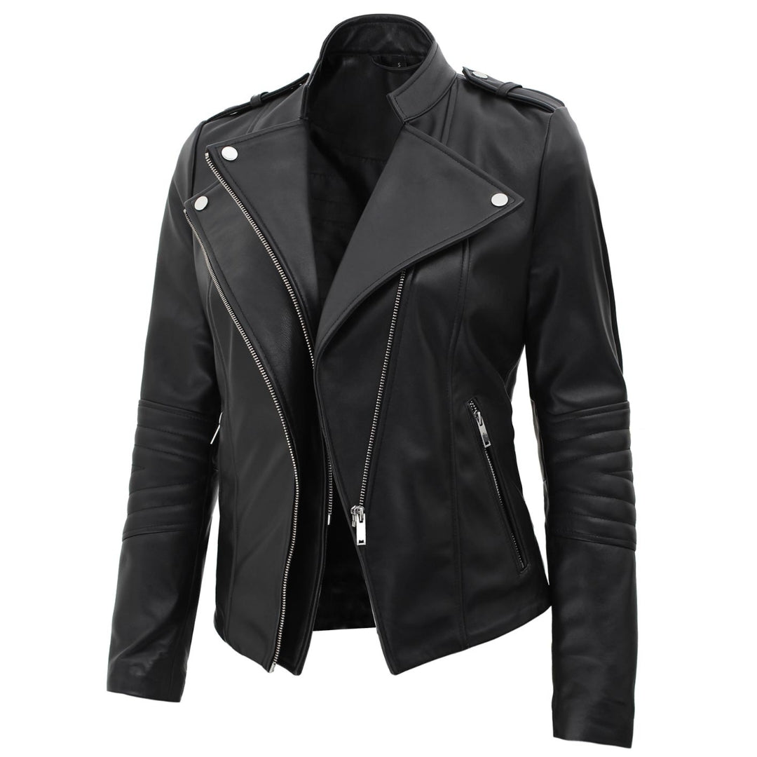 Women's High Quality Leather Jacket Biker Motorcycle Jacket.