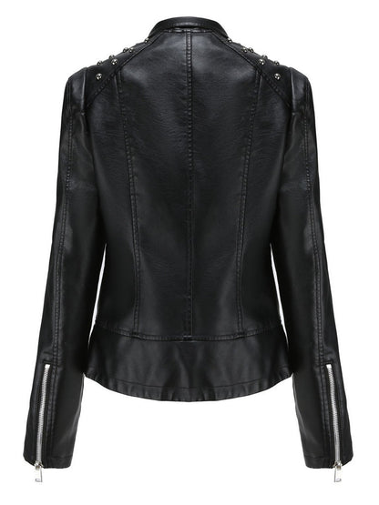 Women's High Quality Designer Genuine Lambskin Leather Motorcycle Biker Jacket
