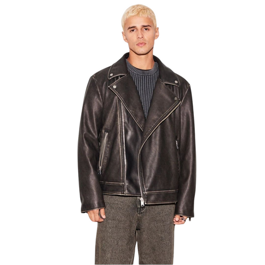 Men's Over Size Black Genuine Lambskin Leather Jacket