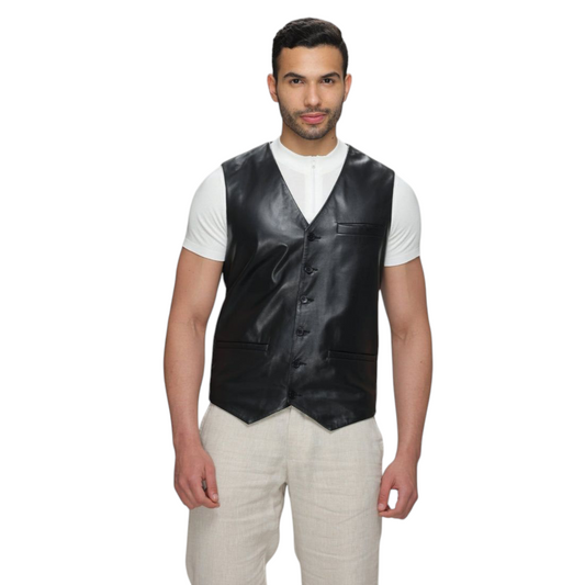 Men's Genuine Lambskin Leather Vest  Comfortable