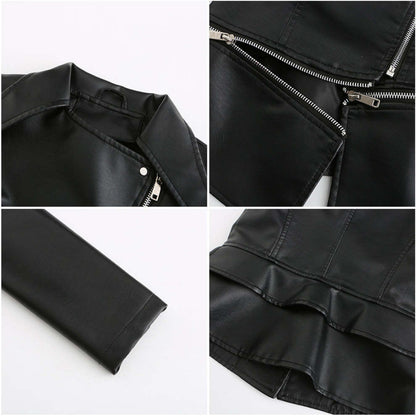 Women's High Quality Two in One Leather Jacket, Convertible short to long from Zip Made with Genuine Lambskin Leather.