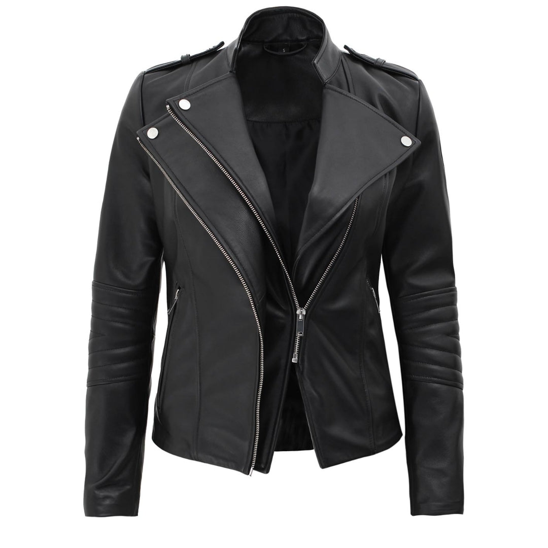 Women's High Quality Leather Jacket Biker Motorcycle Jacket.