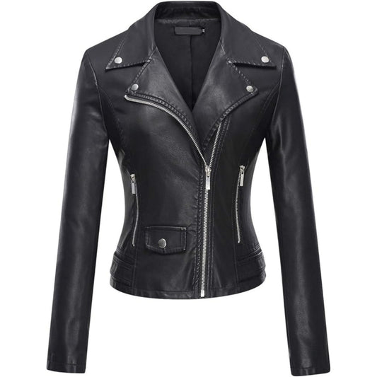 Women's High Quality Biker Motorcycle Jacket Made with Genuine Lambskin Leather