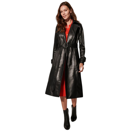 Women's Lambskin Leather Trench Coat