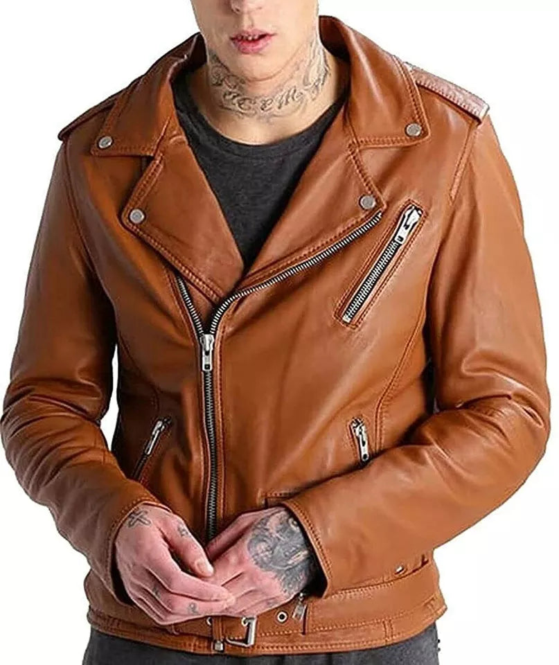 Premium Quality Tan-colour Soft Leather Jacket